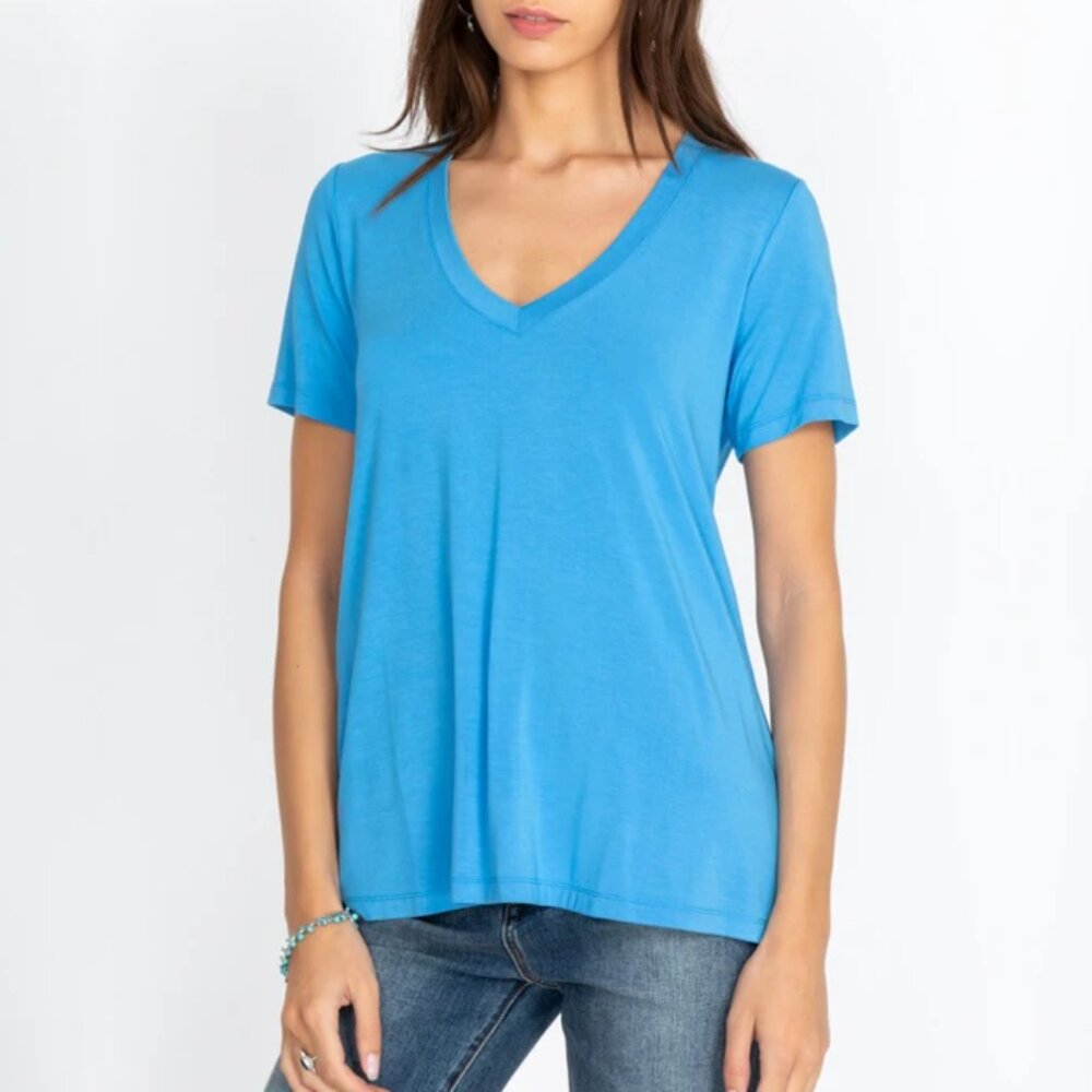 NWT Johnny Was Azure Favorite S/S V-Neck Favorite Tee, size XL